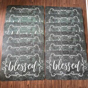 Set of 12 Blessed White & Black Primitive Farmhouse Placemats